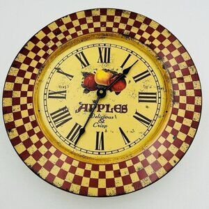 Beautiful Vintage 13" Apples Delicious & Crisp Metal Wall Clock DECOR ONLY
